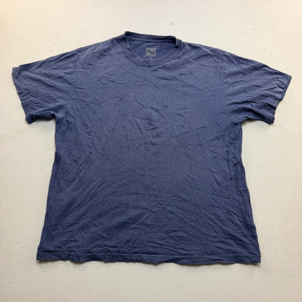 Simply For Sports T-Shirt Mens Large Blue Excellent Solid Cotton Crew Neck Tee